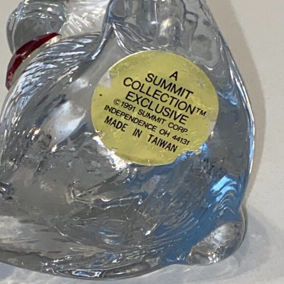 Vintage 1991 Clear Glass Teddy Bear Figurine Red Heart July Birthstone by Summit - Picture 3 of 3